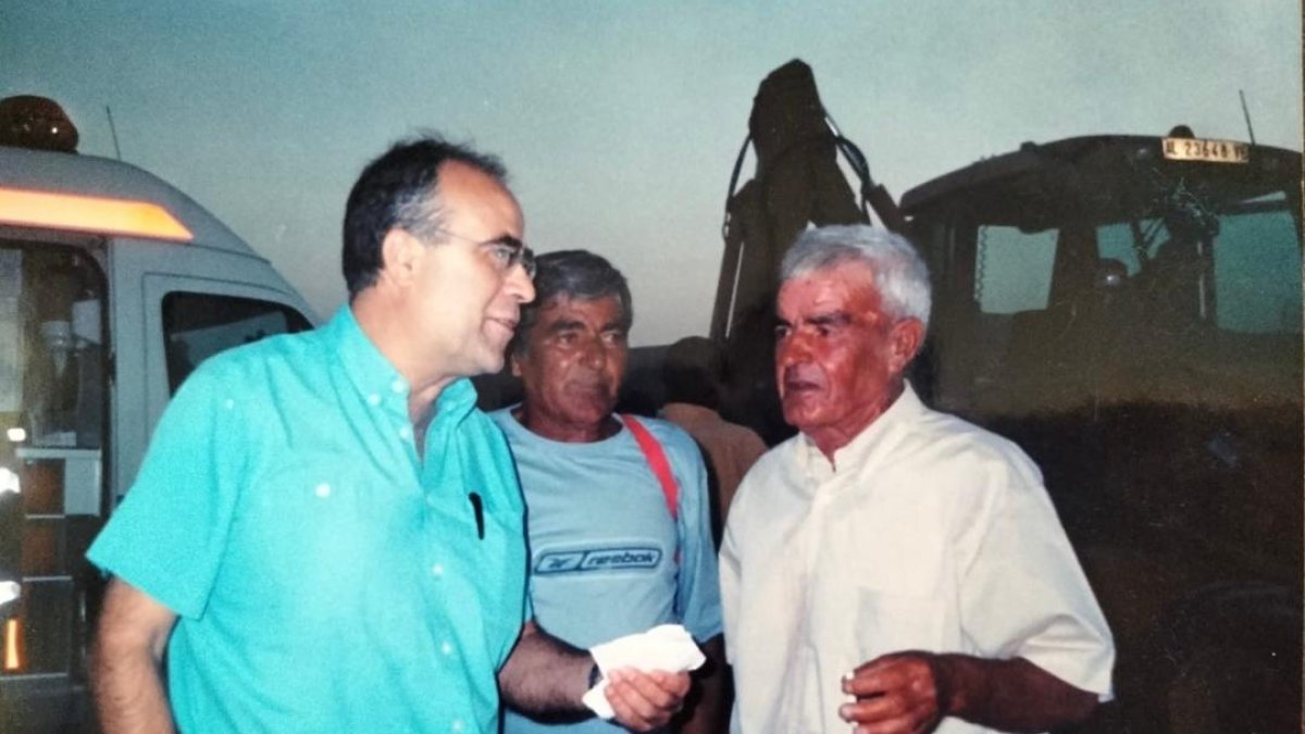 Antonio Torres con los ganaderos Francisco Martínez y José Simón, dos históricos referentes.