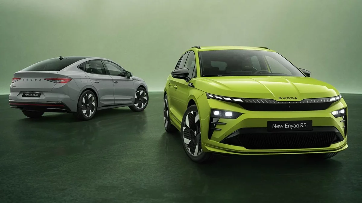 Imagen de la renovada familia Enyaq de altas prestaciones de Skoda