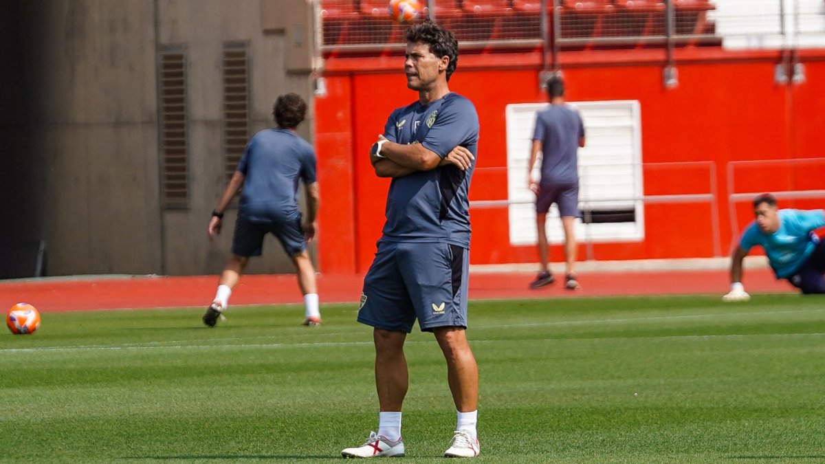 Rubi en el entrenamiento de este miércoles, el primero tras conocerse la marcha a Colombia de Luis Javier Suárez.