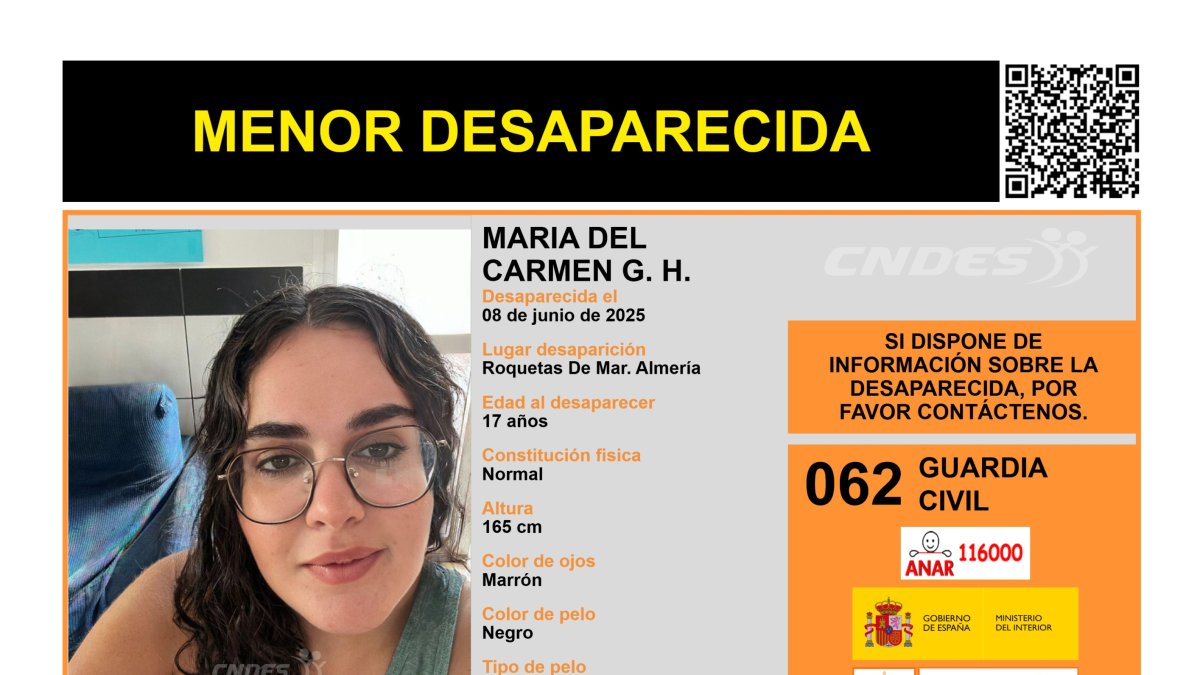 Cartel de búsqueda de María del Carmen.