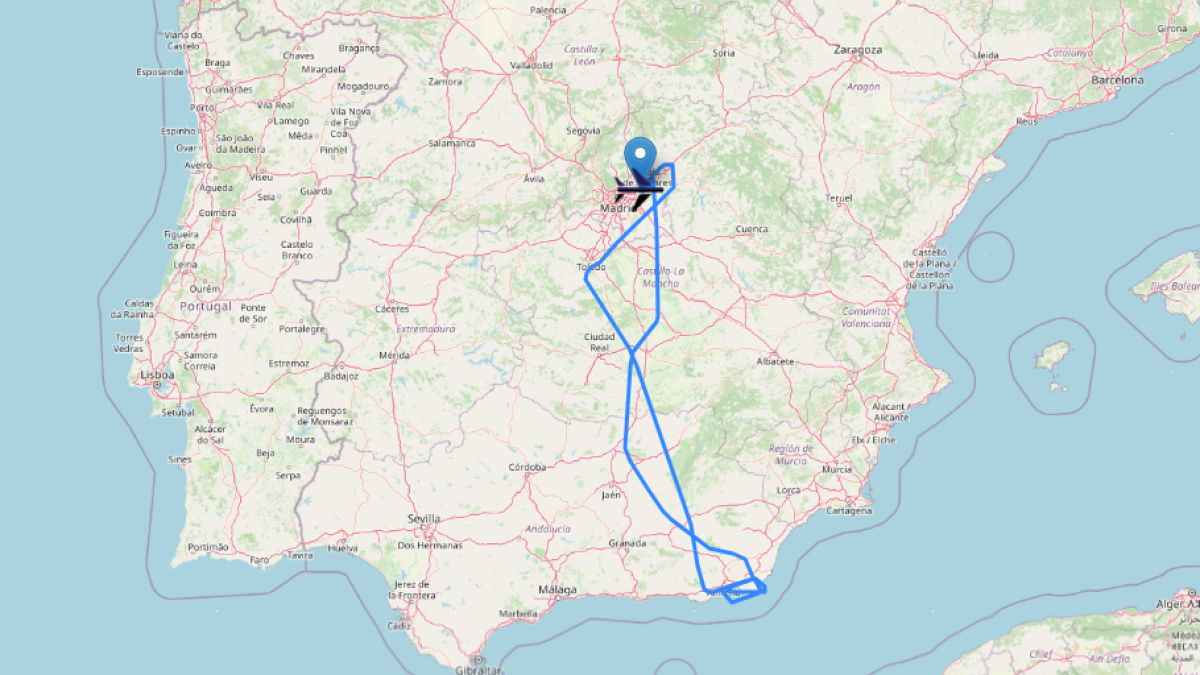 Recorrido del Falcón entre Madrid y Almería