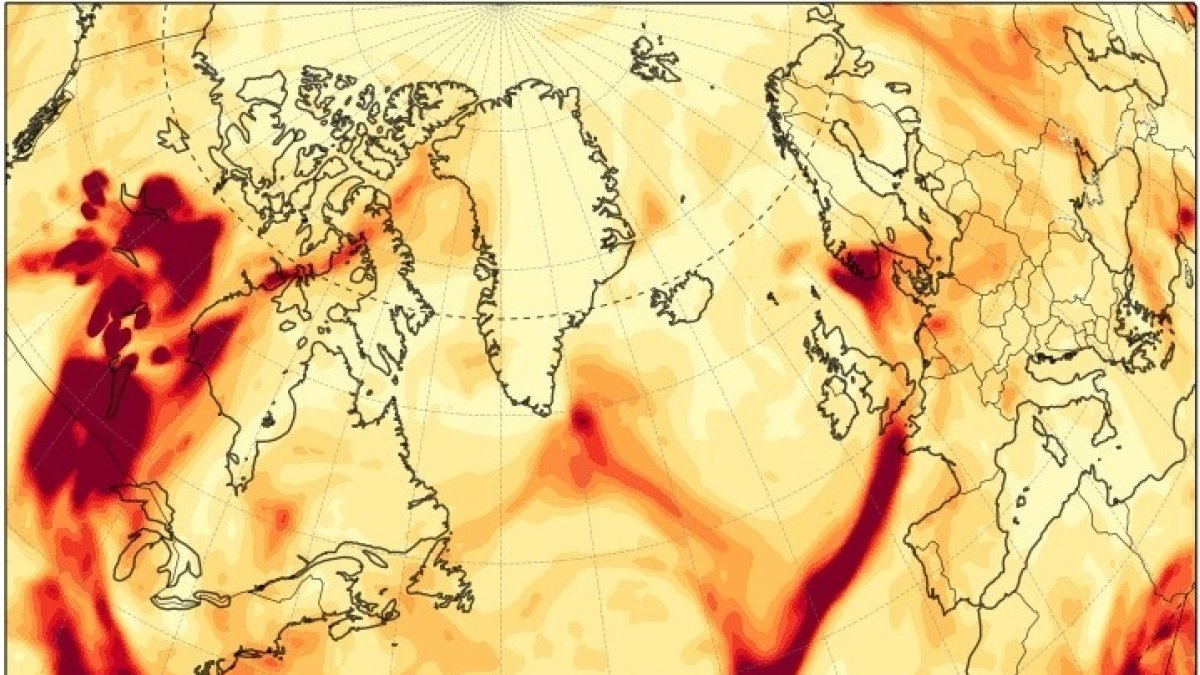 Análisis de la profundidad óptica total de aerosoles a 550 nm en la región del Atlántico Norte.