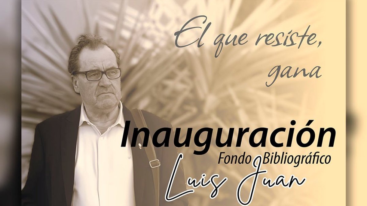 Detalle del cartel sobre el homenaje a Luis Juan Sánchez en Albox.