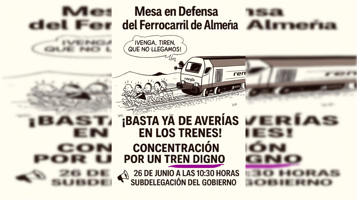 Cartel que anuncia la protesta de la Mesa del Ferrocarril.