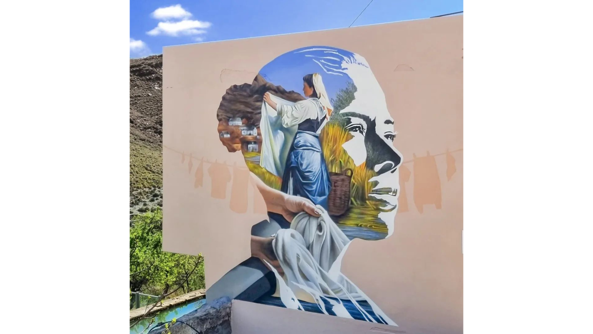 Mural homenaje a las lavanderas realizado en el municipio de Castro de Filabres