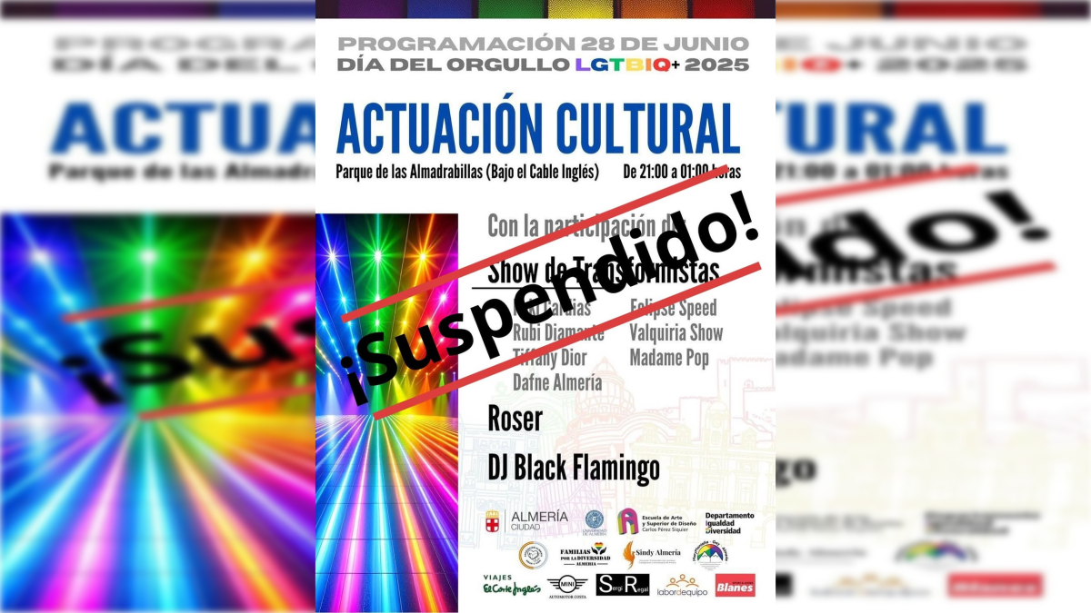 Cancelada la fiesta con motivo del Día Internacional del Orgullo LGTBI en Almería.