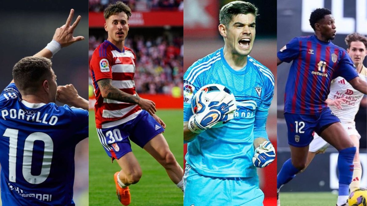 Portillo, Ricard Sánchez, Raúl Fernández y Amadou Diawara, futbolistas que han finalizado contrato con sus equipos.