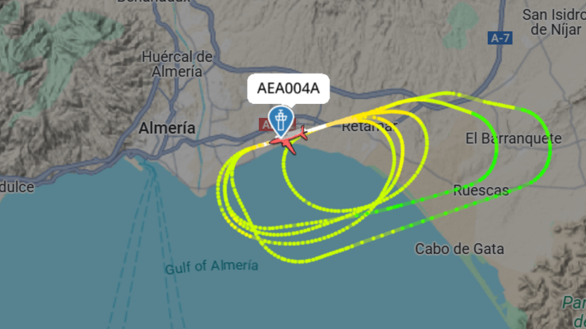 Imagen del recorrido en círculos del avión.