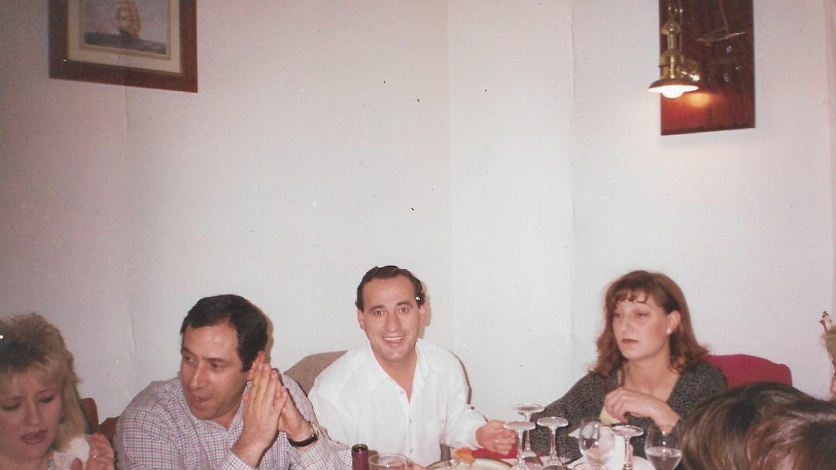 Geromo con sus empleados en una de aquellas comidas de empresa.