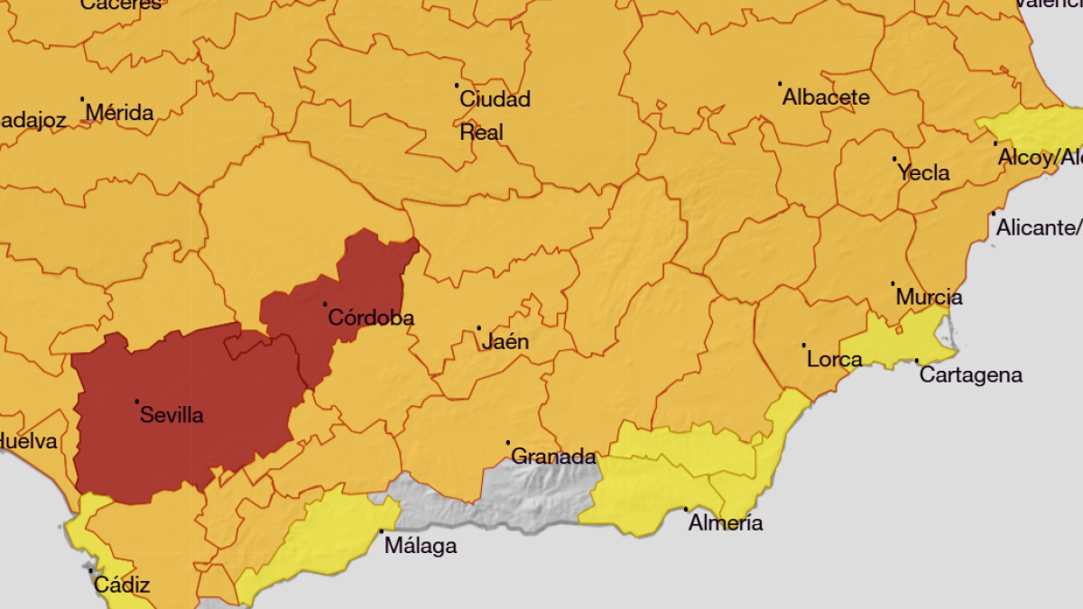 Mapa de alertas de la Aemet para este fin de semana.