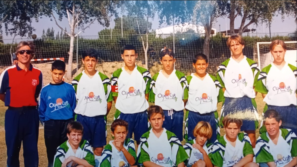 Moñino con Andrés Fernández y Javi García agachado en aquellos años 90.