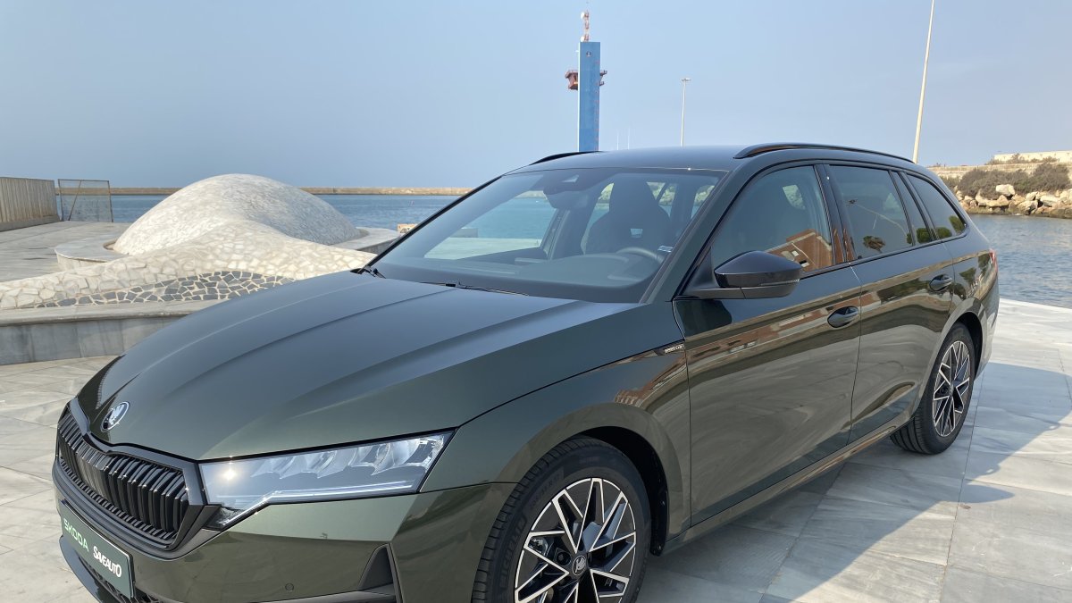 El modelo Skoda probado junto a la ballena del pequeño Gabriel