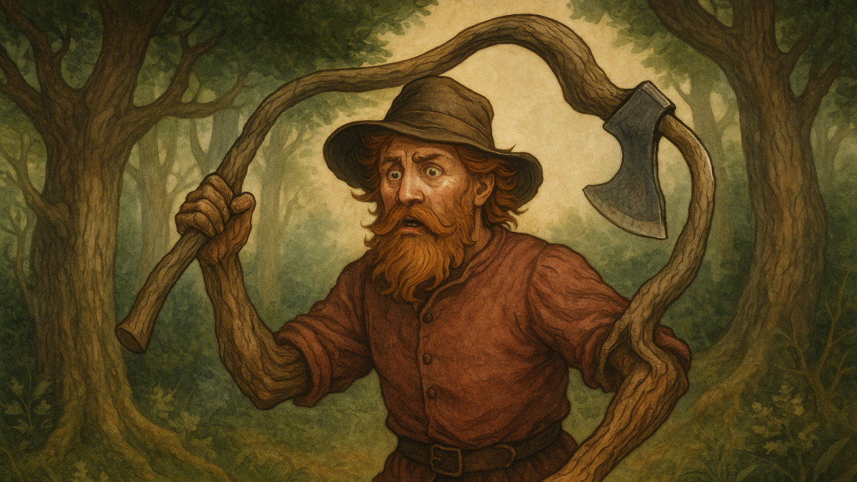 Un leñador hechizado. Imagen generada por IA.