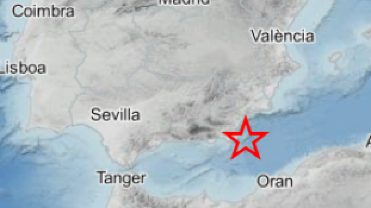 Epicentro del terremoto en el mar de Alborán.