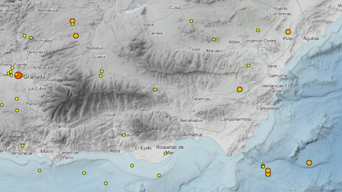Mapa del Visualizador de Terremotos del IGN con los seísmos ocurridos en la provincia.