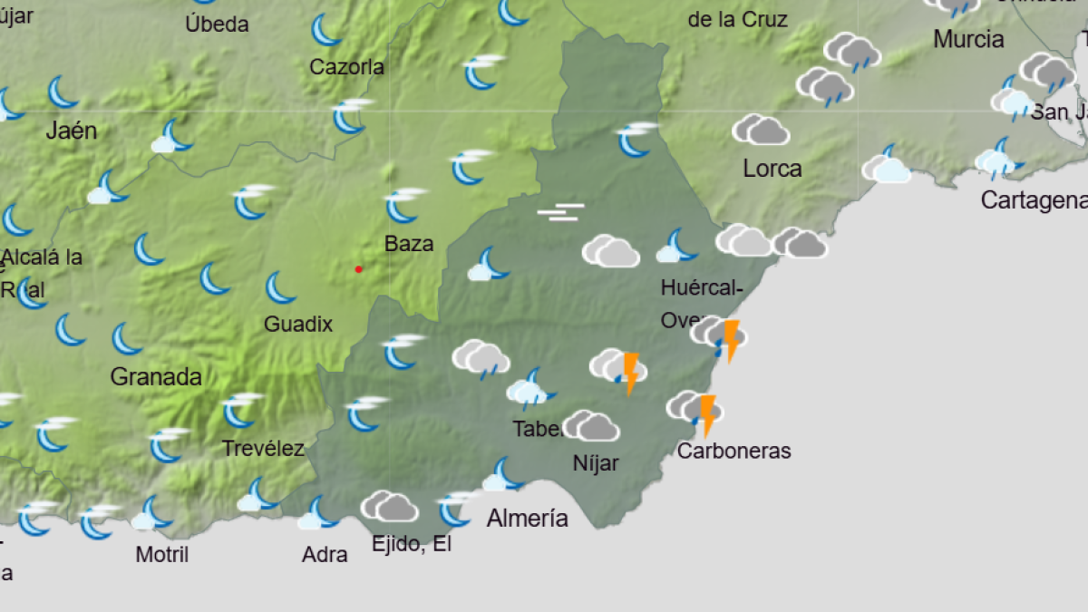 La Aemet anuncia lluvias en la provincia de Almería