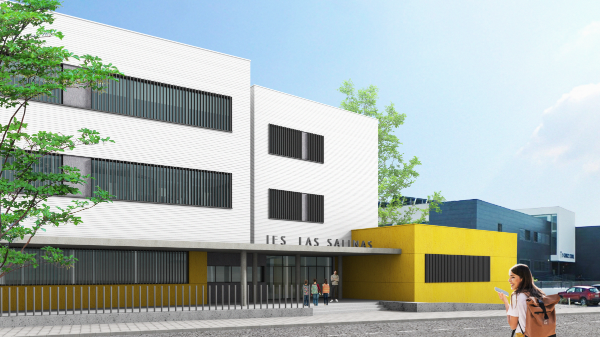 Infografía del proyecto del nuevo IES de Las Salinas, en Roquetas de Mar.