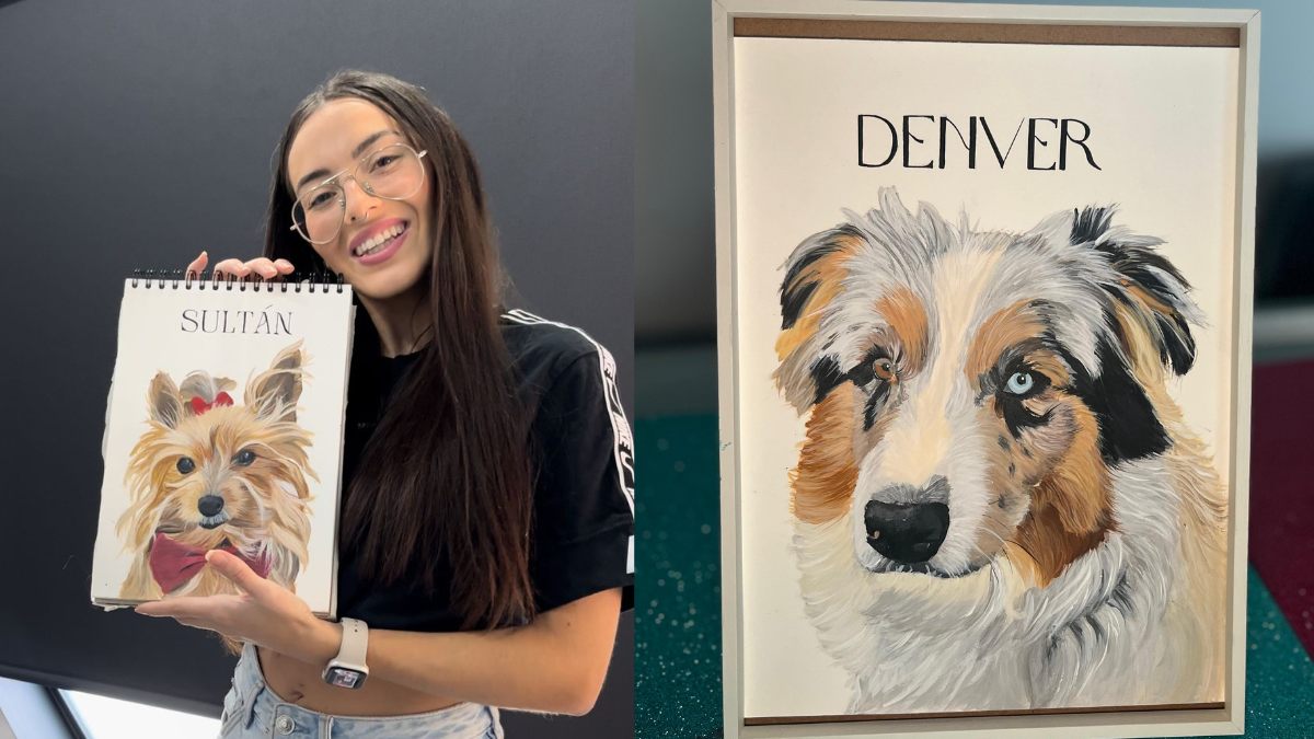 Luna Muñoz, junto a una de sus láminas.