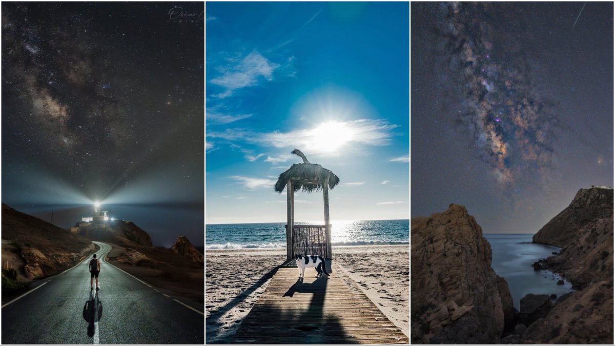 Imágenes de Óscar Martín (Cabo de Gata), Pedro Marín Molina (Cabo de Gata) y Luis Enrique Amor Sandoval (Mojácar), finalistas del concurso 'Mi rincón favorito'.