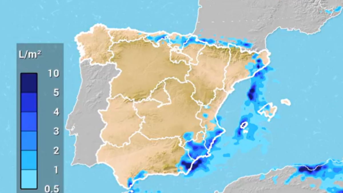 Mapa de Meteored con las zonas del país donde lloverá este lunes.