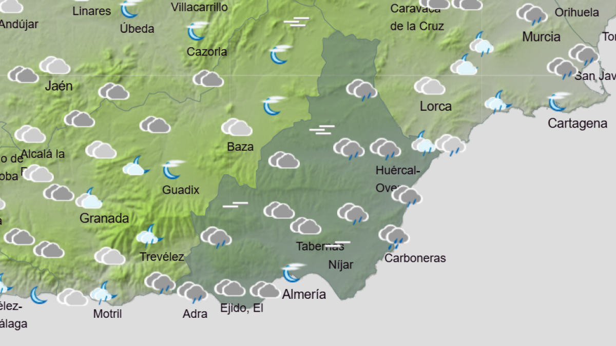 La provincia de Almería estará este jueves en alerta por lluvias y tormentas