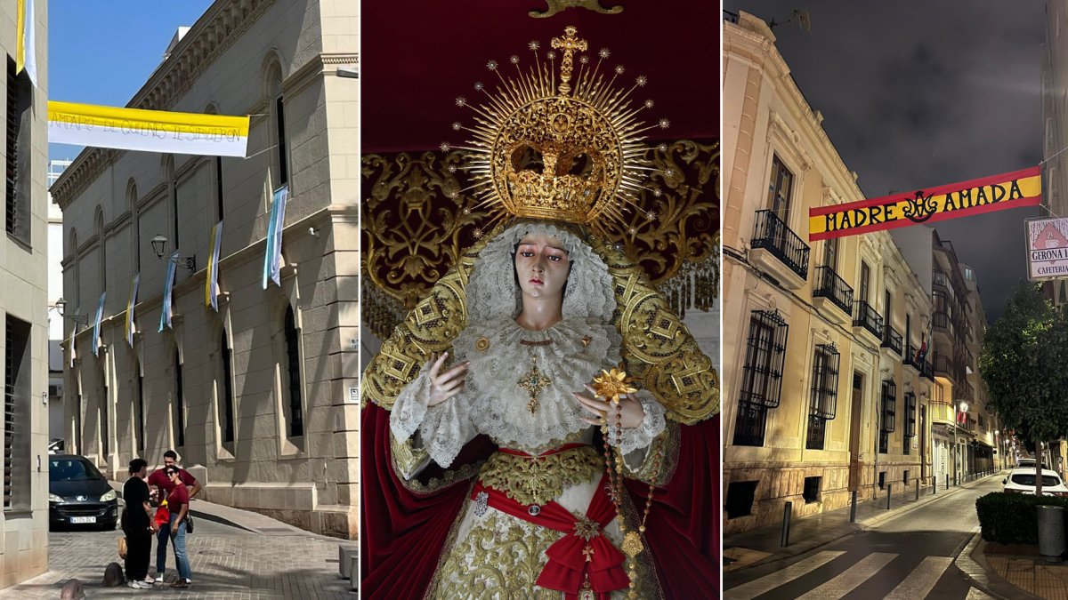 Decoración en algunas de las calles del recorrido de la procesión extraordinaria de María Santísima de los Desamparados.