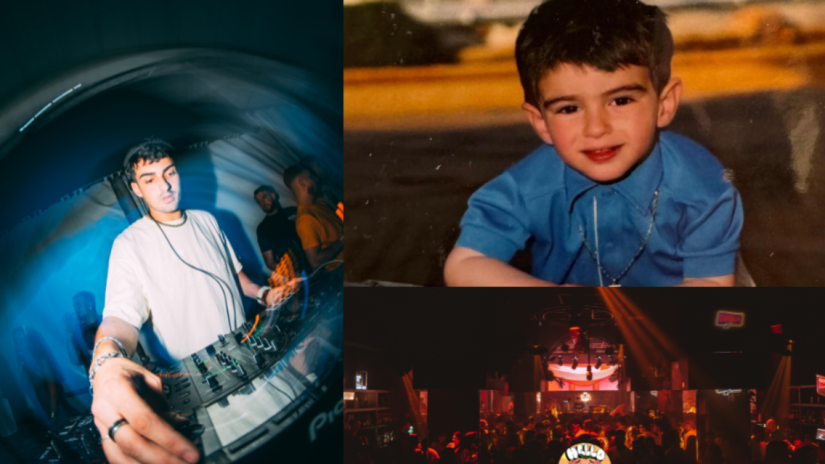 Collage Roberto Segura de pequeño, Dj Robber en escena.