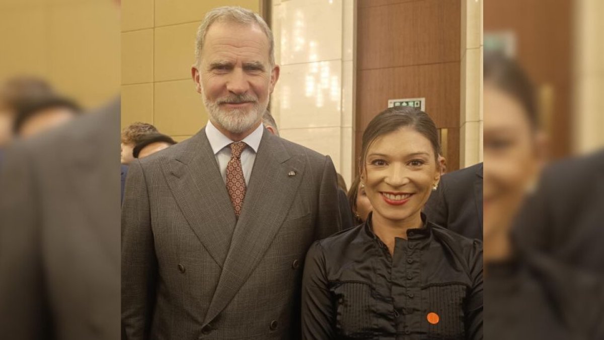 Felipe VI y la sinóloga almeriense Patricia Amate en la última visita del Rey a China.