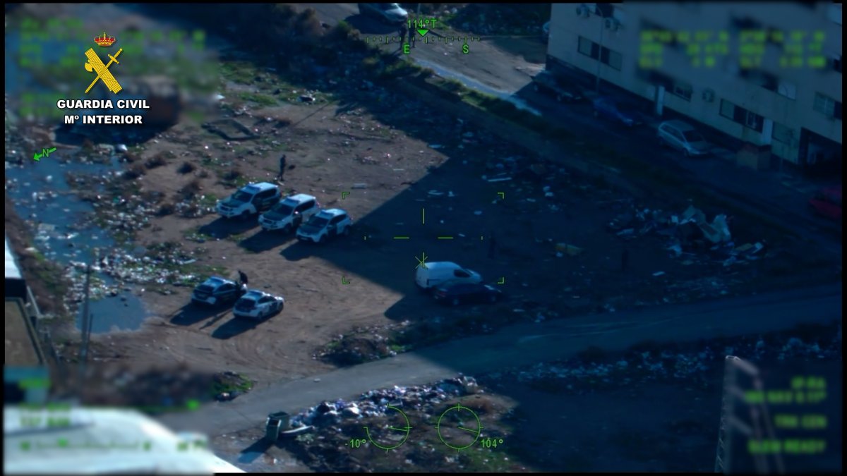 Vista aérea desde el helicóptero de la Guardia Civil