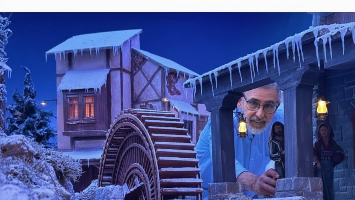 El maestro belenista Antonio de Haro en una de sus creaciones anteriores.