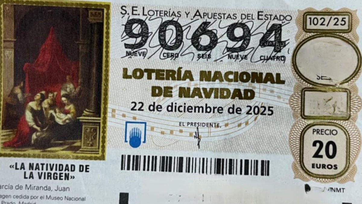 El décimo que casi gana el tercer premio de la lotería de Navidad.