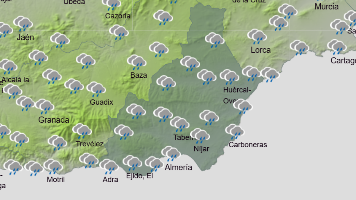 Predicción meteorológica para el domingo y lunes en la provincia de Almería.