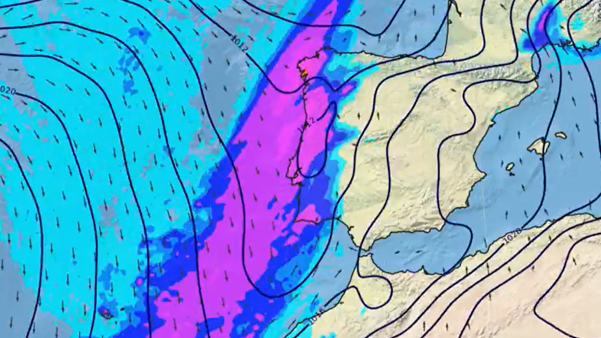 Mapa de la Aemet con la incidencia de la borrasca Goretti.