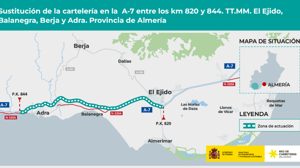 Renovación de la señales de la A-7.