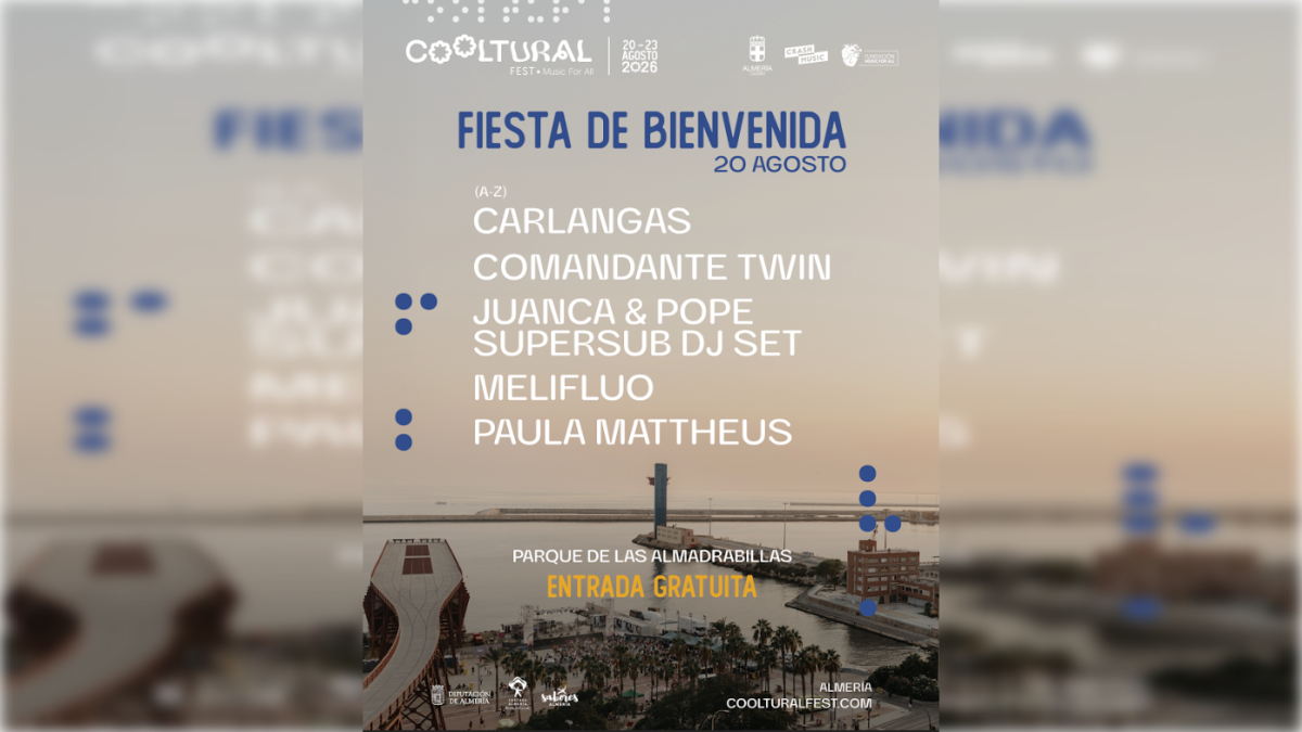 Cartel de la fiesta de bienvenida del Cooltural Fest 2026.
