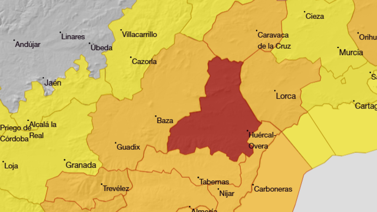 Mapa de avisos de la Aemet.