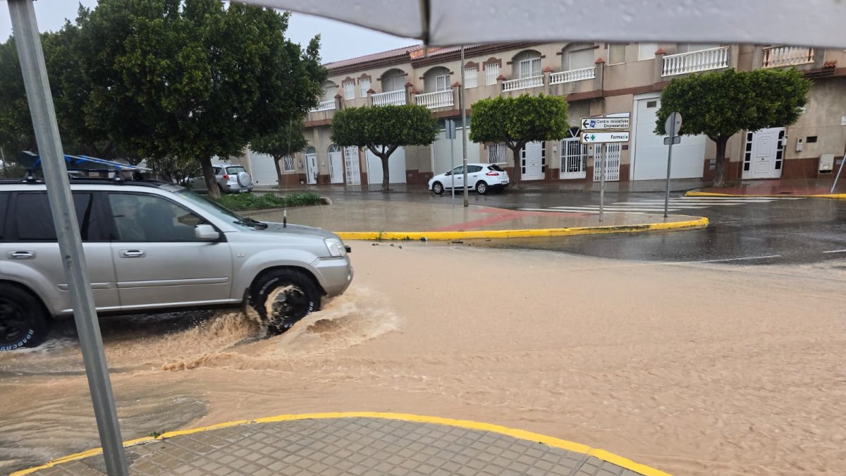 Inundaciones en El Eiido durante el paso de una borrasca este mes de febrero.