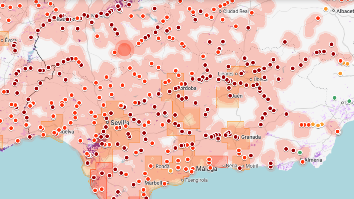 Mapa de Flood Hub durante el paso de la borrasca Leonardo.