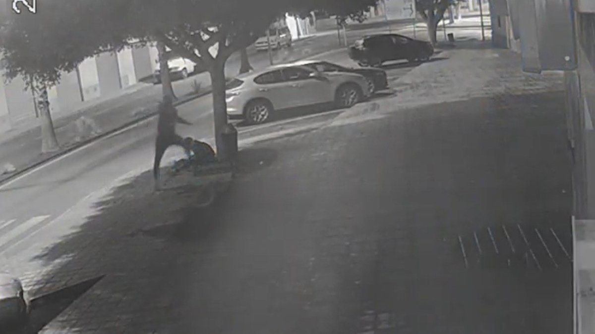 Fotograma de las cámaras de seguridad que recoge la agresión a la víctima en Campohermoso, en Níjar (Almería).