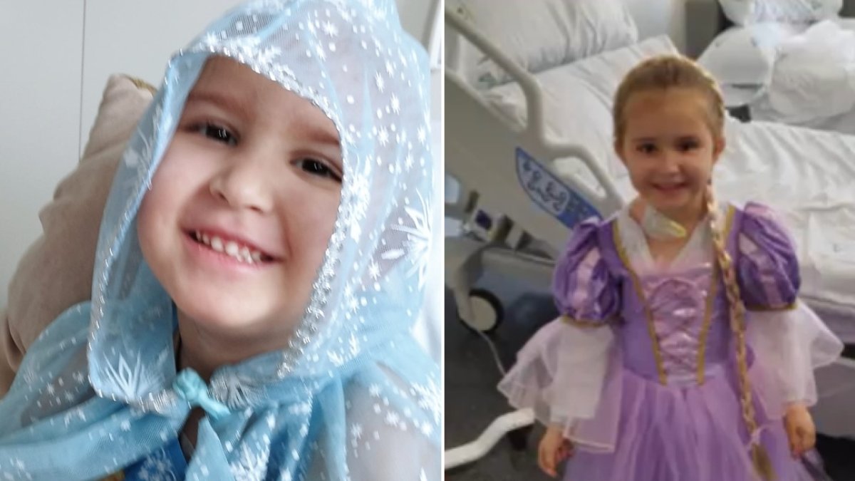 Dos imágenes de Francisca, la niña almeriense que lucha en Málaga contra la leucemia.