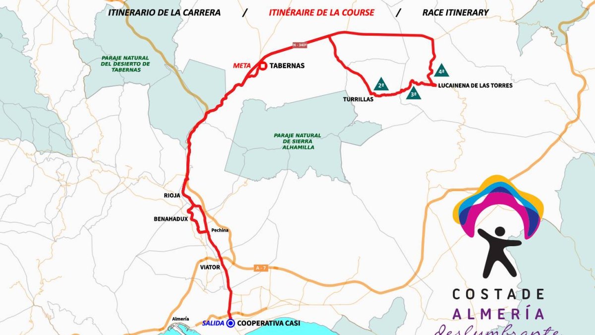 Mapa de la Clásica Femenina de Almería 2026.