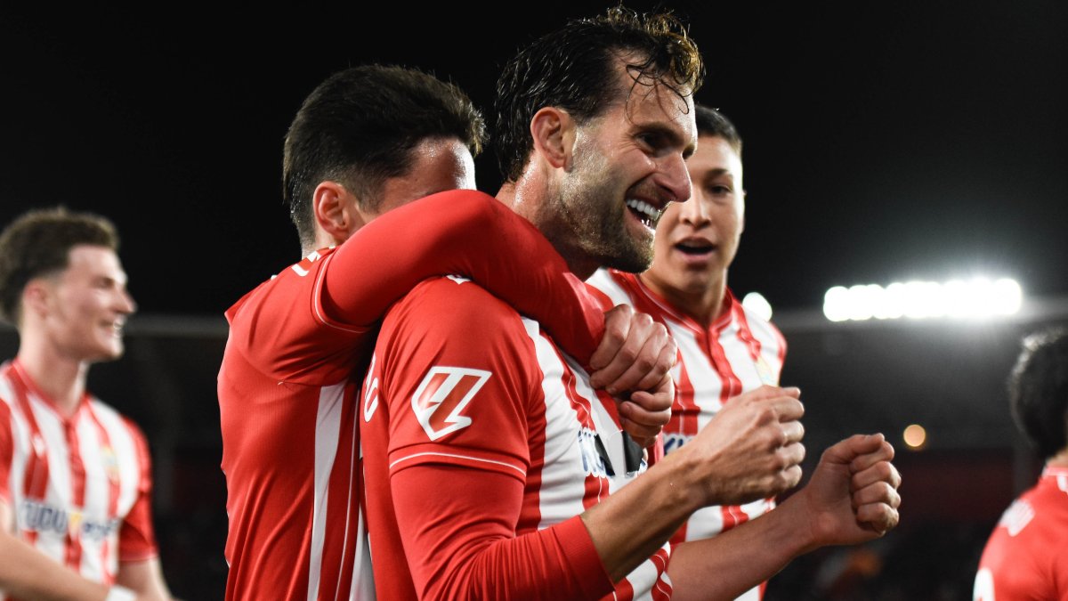 Leo Baptistao celebra su gol al Andorra.