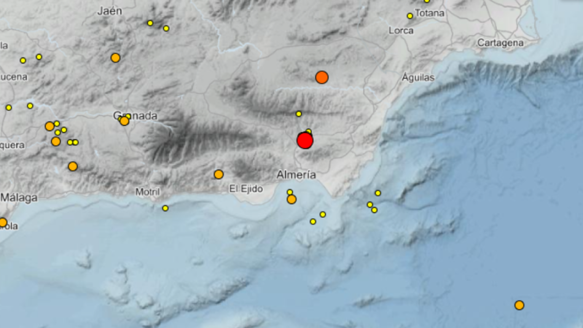 Terremotos ocurridos en Almería durante los últimos 10 días.