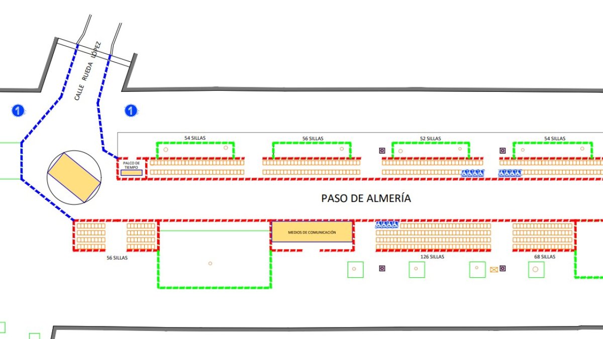 Habrá sillas en el Paseo de Almería en la carrera oficial de la Semana Santa de este 2026.