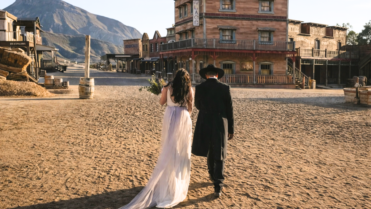 Una boda celebrada en el entorno incomparable de Minihollywood Oasys.