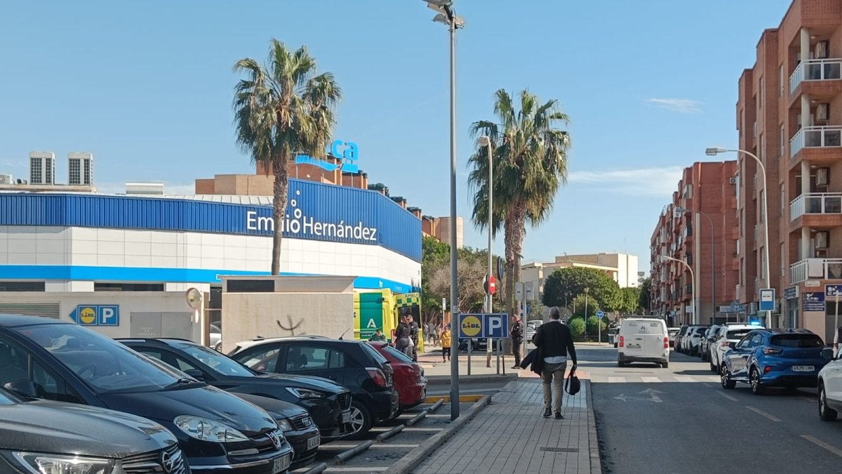 Los servicios sanitarios y efectivos de la Policía Local asisten a la mujer de la calle Lentisco.