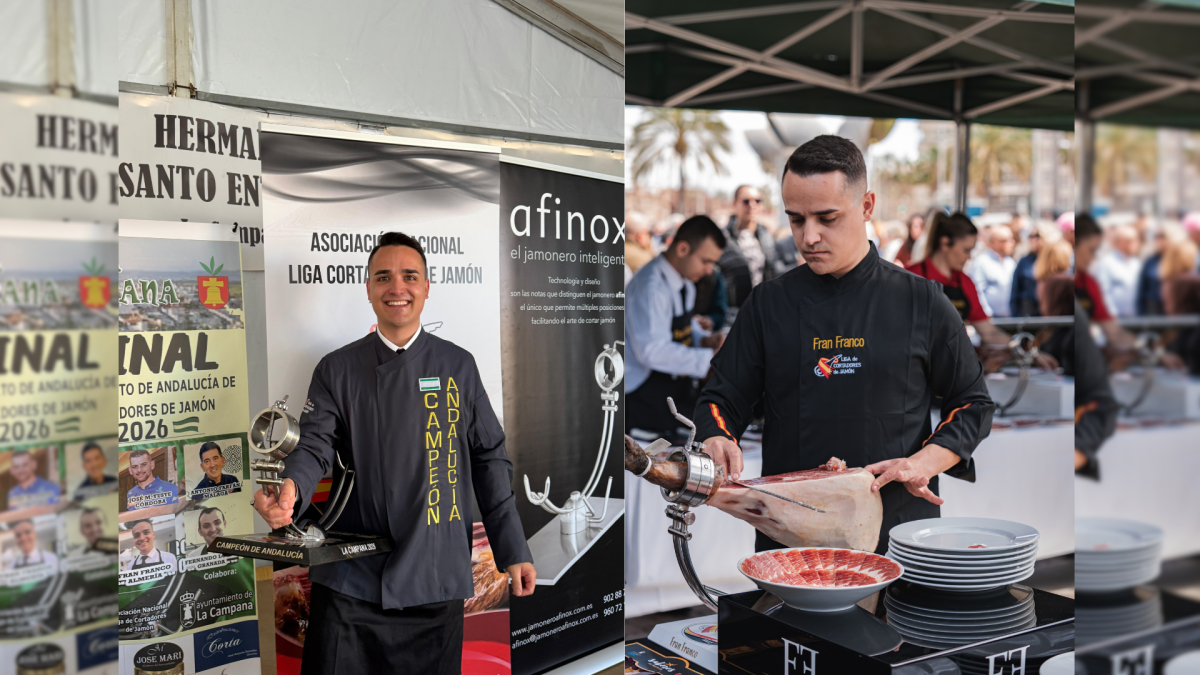 Fran Franco, Campeón de Andalucía cortando jamón.