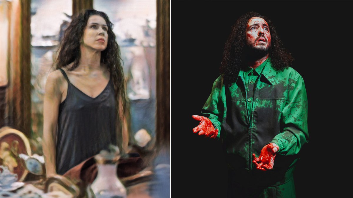 Los almerienses Rocío Garrido y Julio Ruiz, en sendas imágenes de sus espectáculos ‘De vidas’ y ‘La familia’.