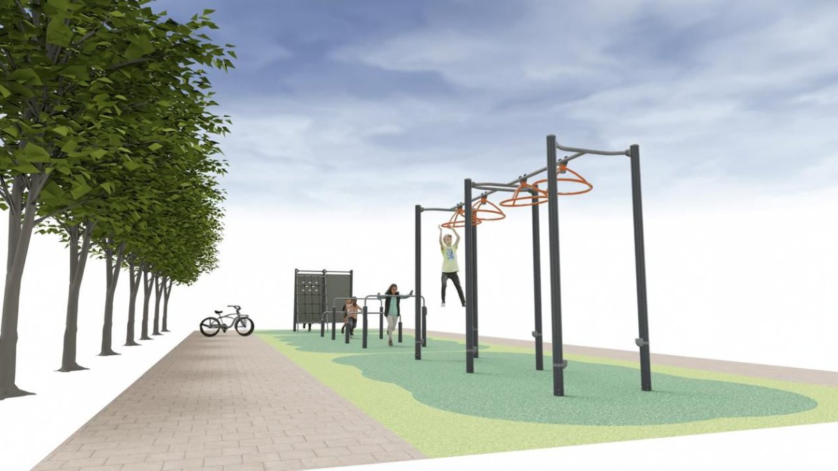 Diseño de la zona de juegos para chavales prevista en el parque de Costacabana