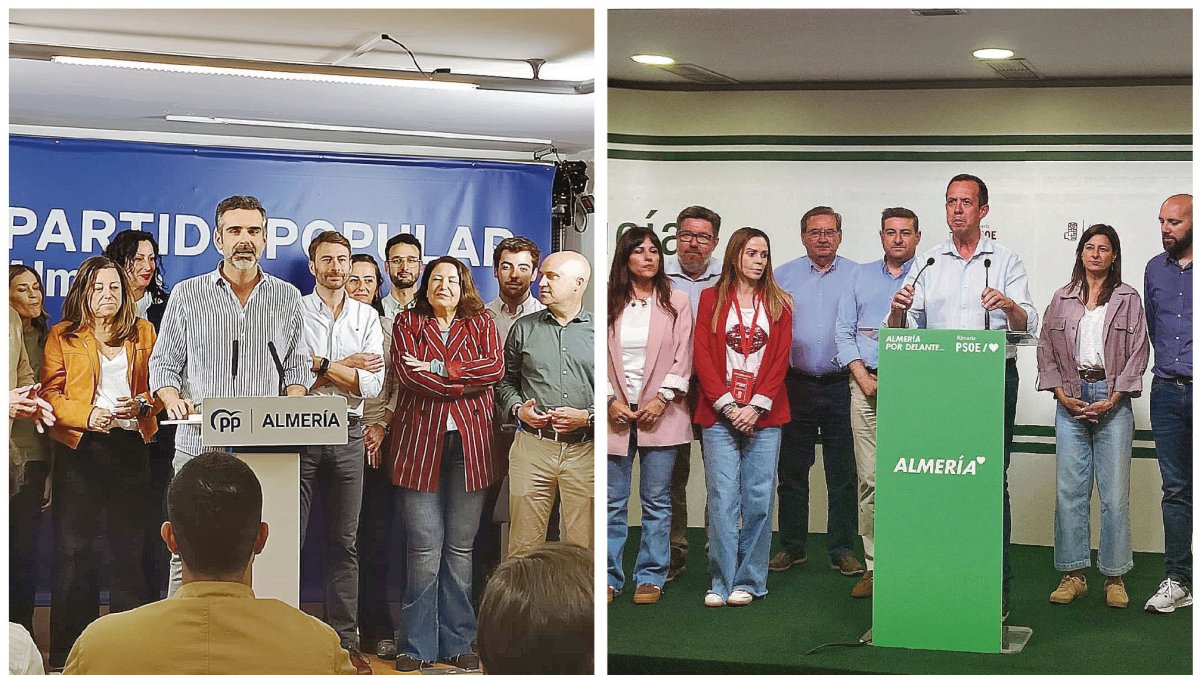 Sedes del PP y PSOE en la noche electoral del 17-M